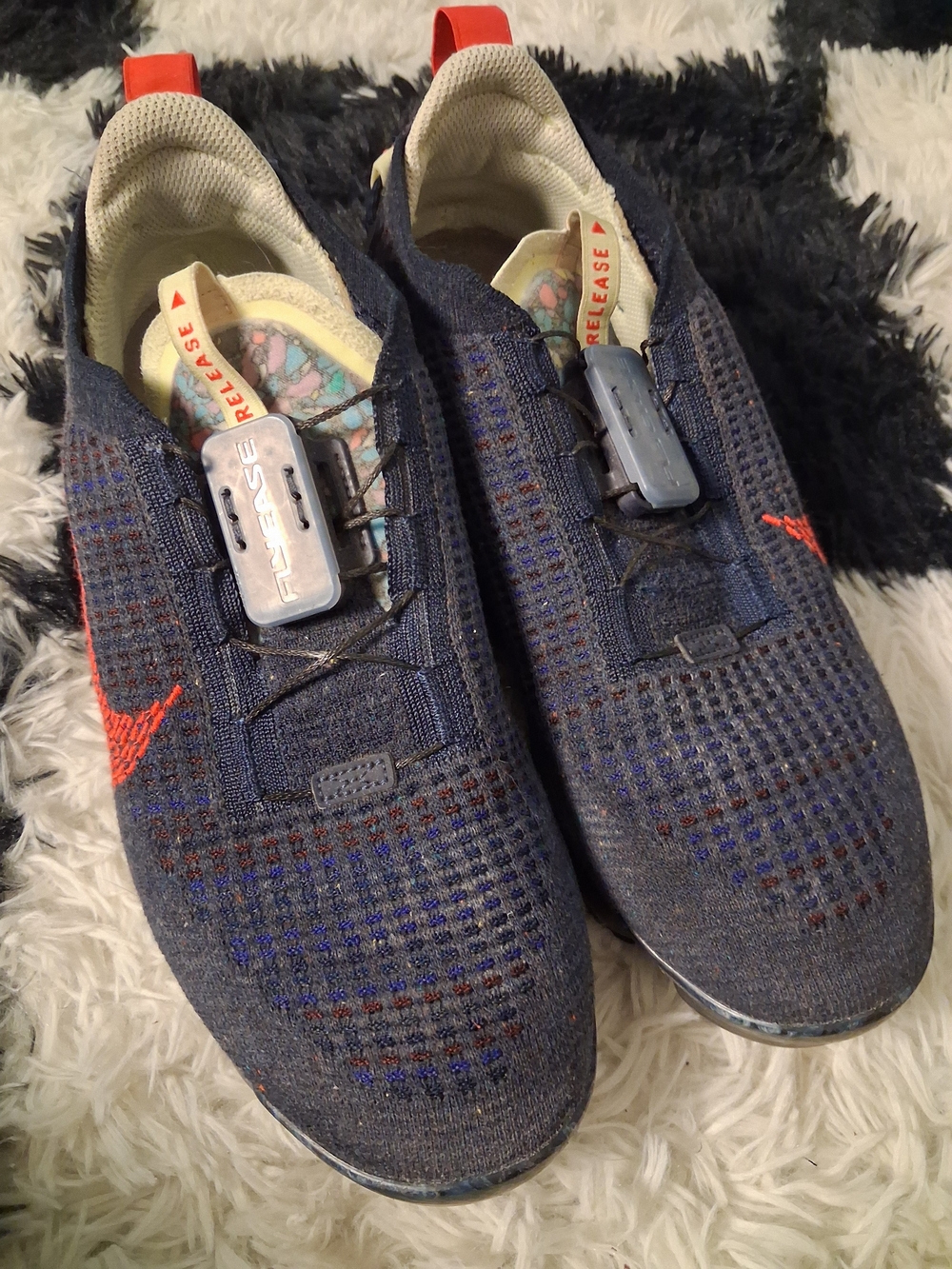 Nike Men's Knit Athletic Sneakers in Navy with Orange Accents